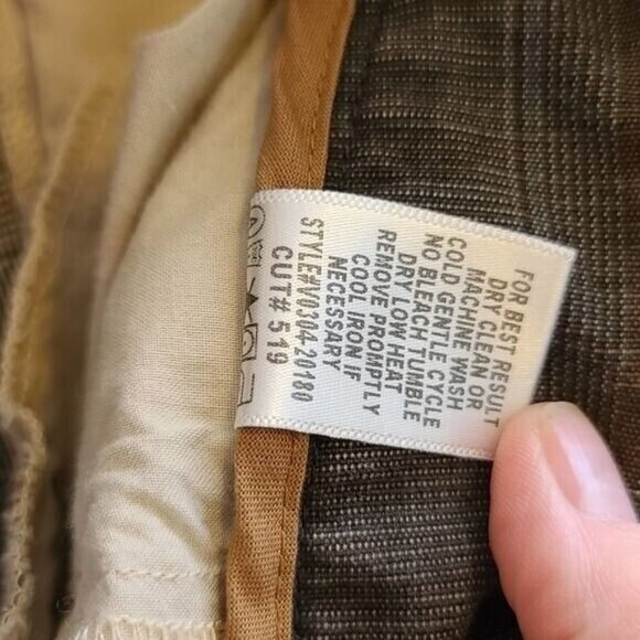 VINCE Brown Plaid Trouser Cotton Blend Side Pockets Size 2 - Picture 8 of 8